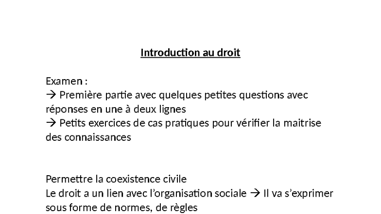 CM Introduction au droit : Examen et Exercices Pratiques - Studocu