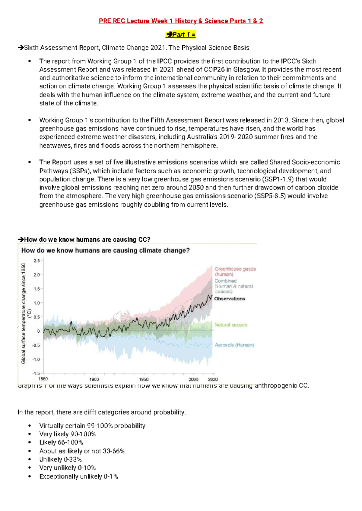 PRE REC Lecture: Climate Change Science & IPCC Reports Overview - Studocu