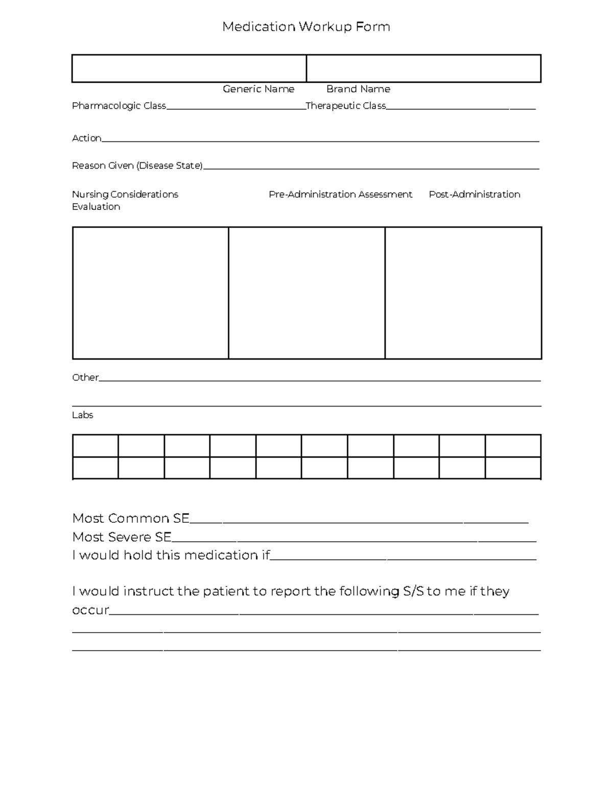 378-Medication Workup Form - Medication Workup Form Generic Name Brand ...