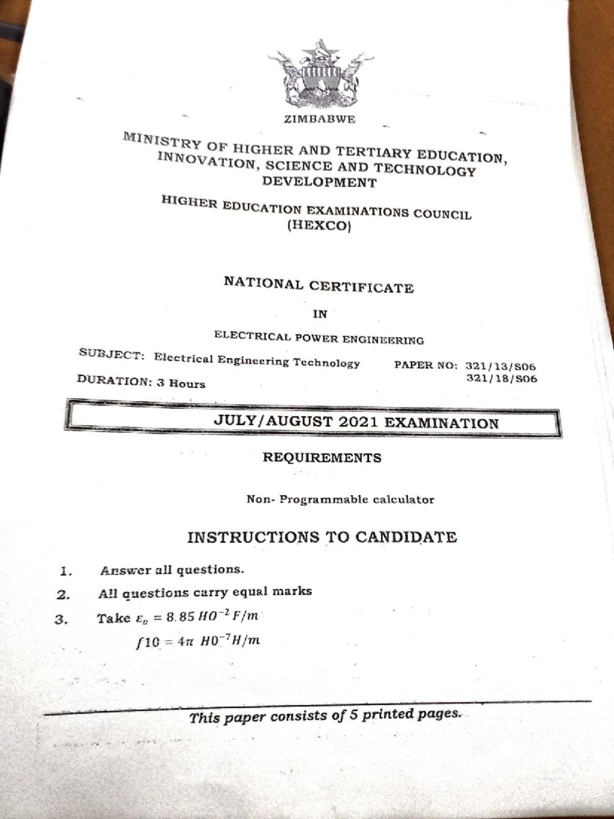 EET 2021 Final Exam: Electrical Engineering Technology Paper - Studocu