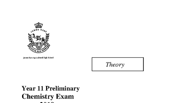 2018 JRAHS Year 11 Preliminary Chemistry Exam Guide - Studocu