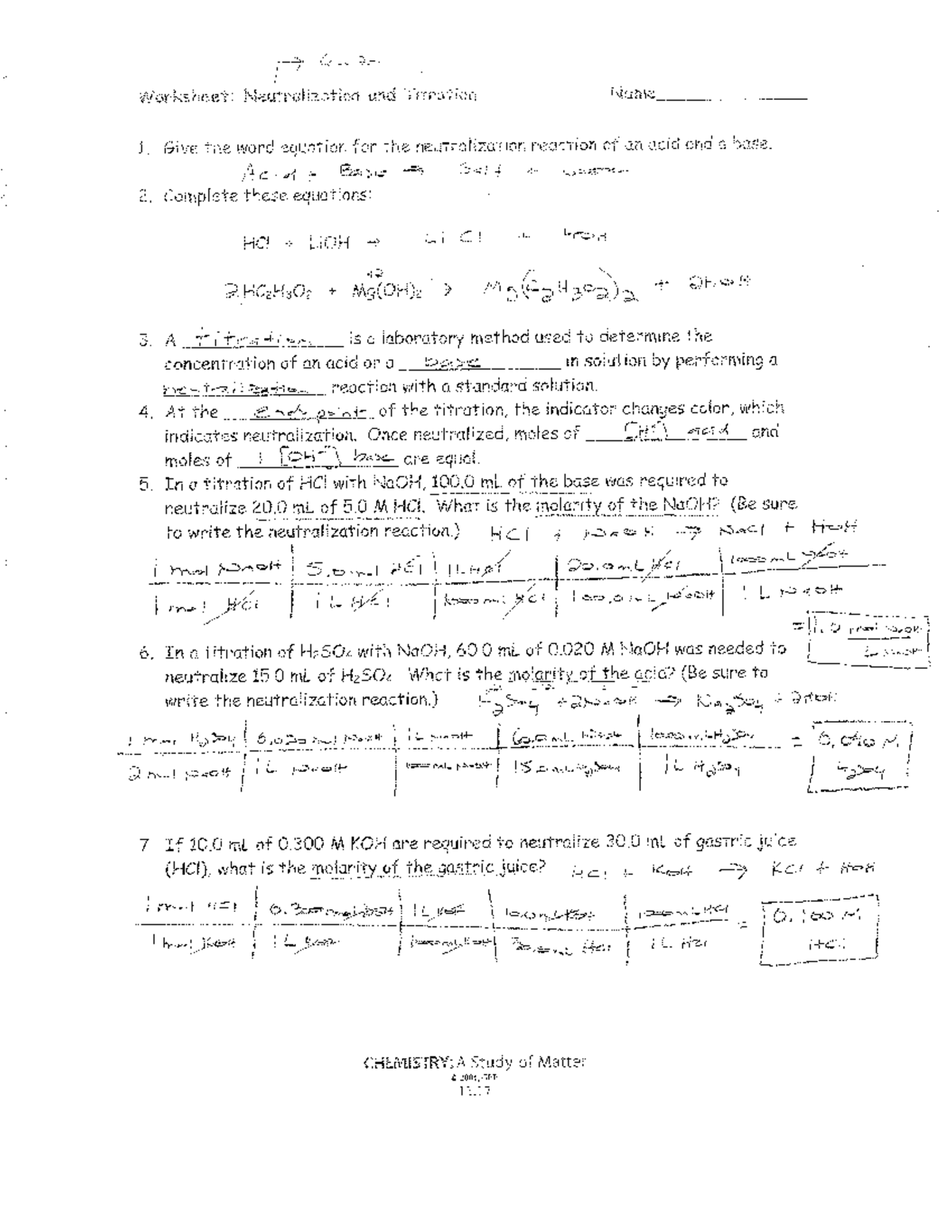 WS Neutralization and Titration: Concepts and Applications - Studocu