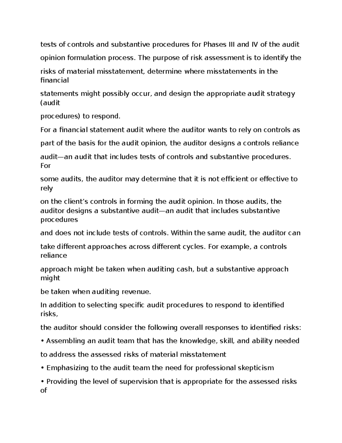 Tests of Controls and Substantive Procedures in Audit (Sd3) - Studocu