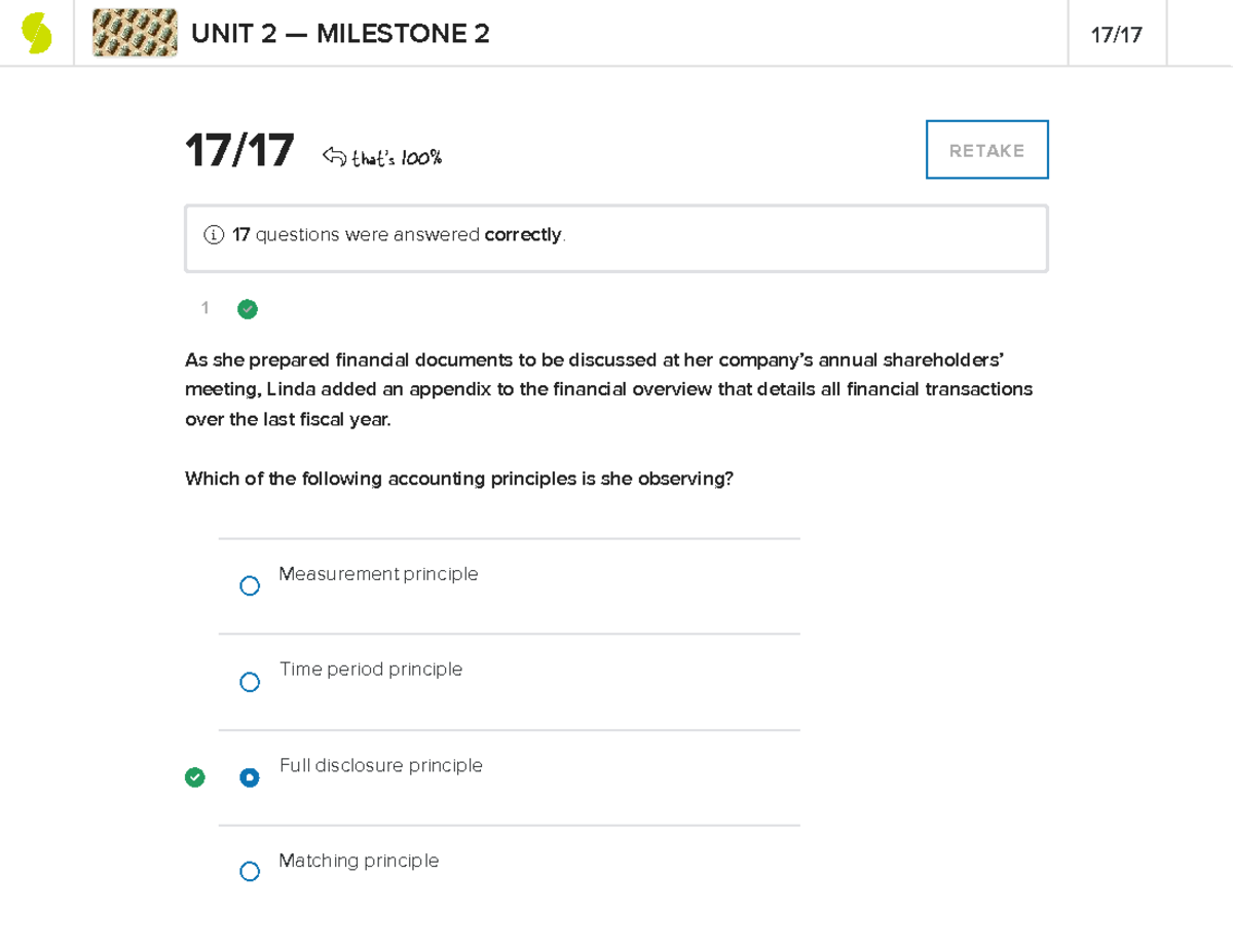 Financial Accounting - Unit 2 Milestone 2 Study Guide - Studocu