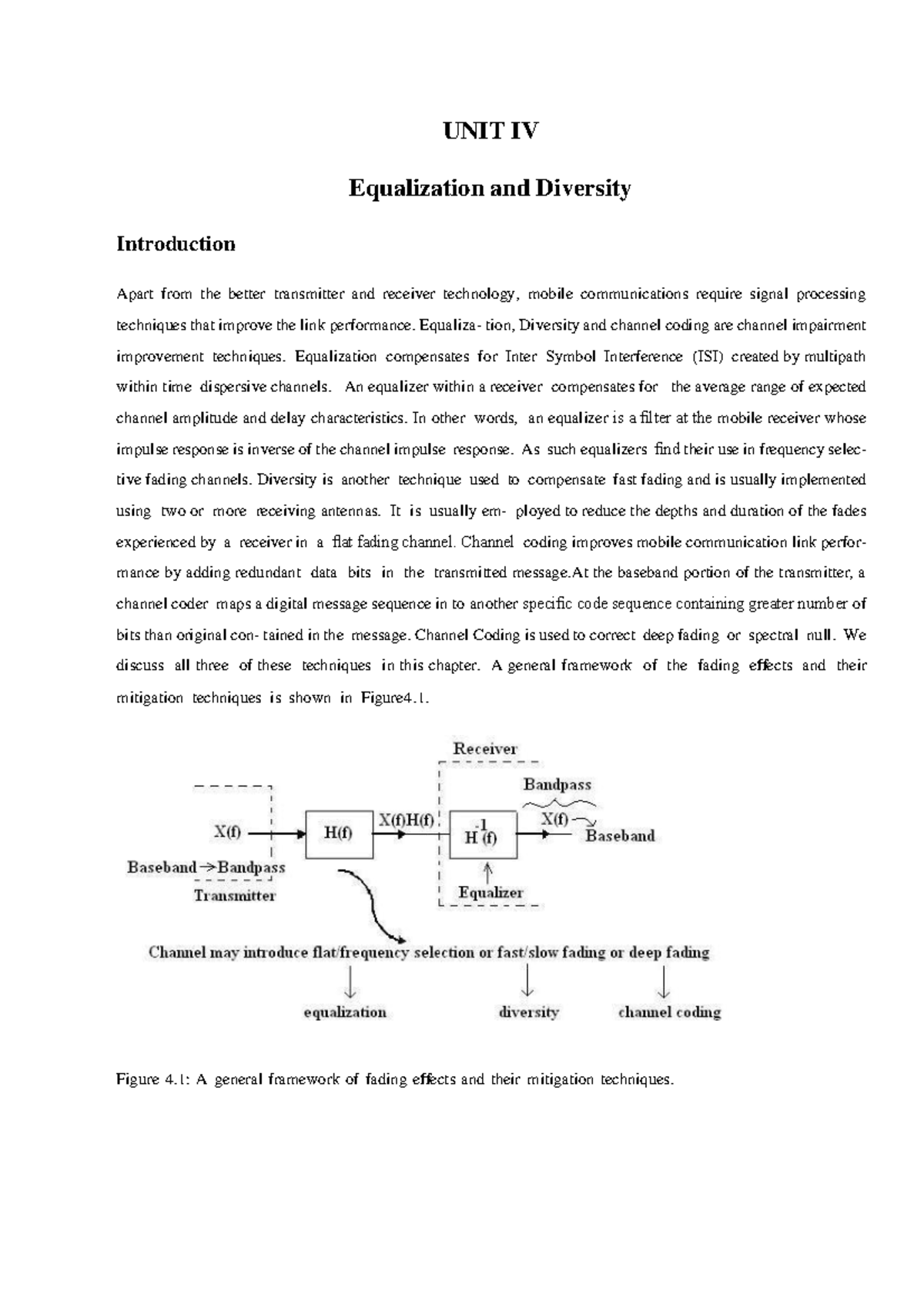 Unit IV: Equalization, Diversity, and Channel Coding Techniques - Studocu