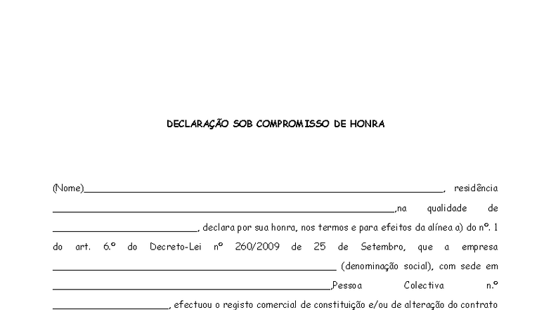 Minuta de Declaração de Compromisso de Honra - ETT - Studocu