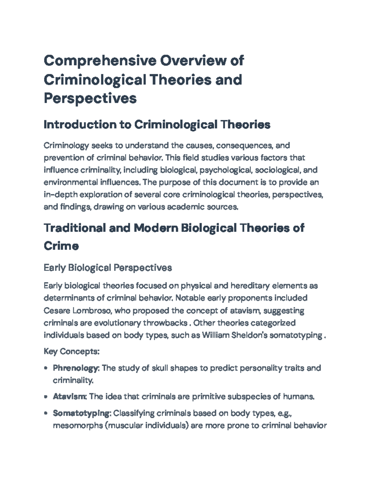 Comprehensive Overview of Criminological Theories and Perspectives ...
