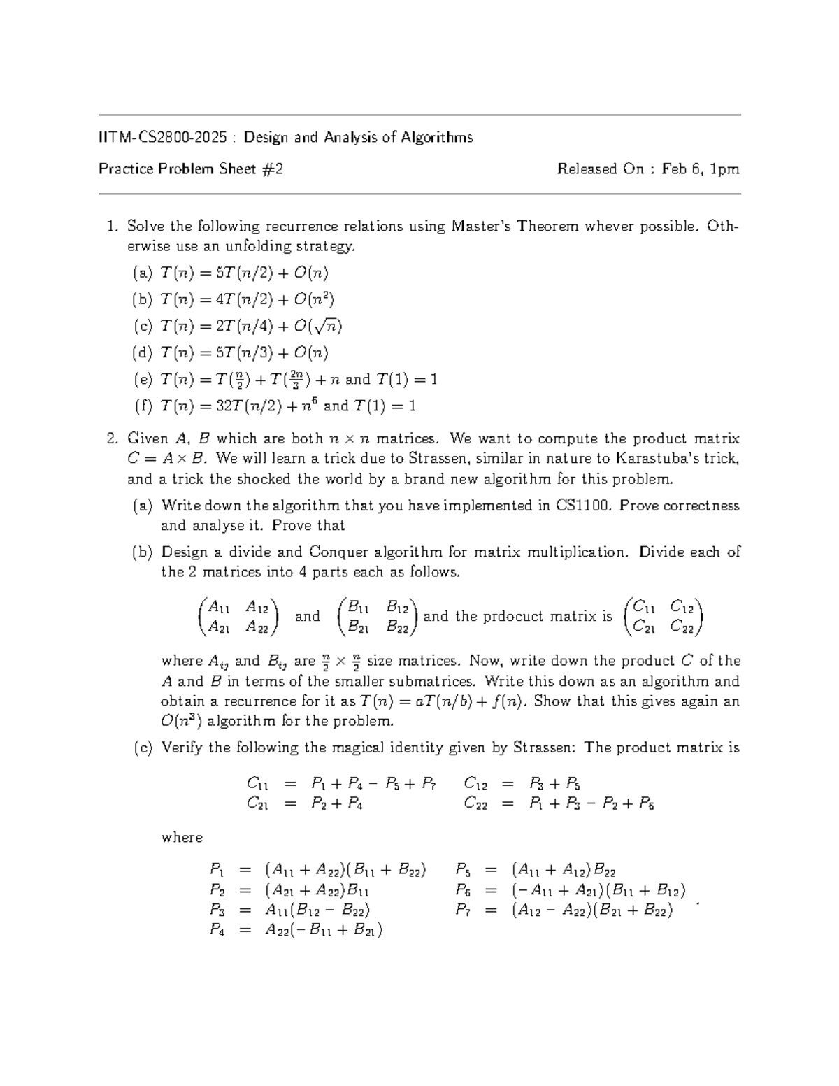 IITM-CS2800-2025: Design & Analysis of Algorithms Tutorial 2 Solutions ...