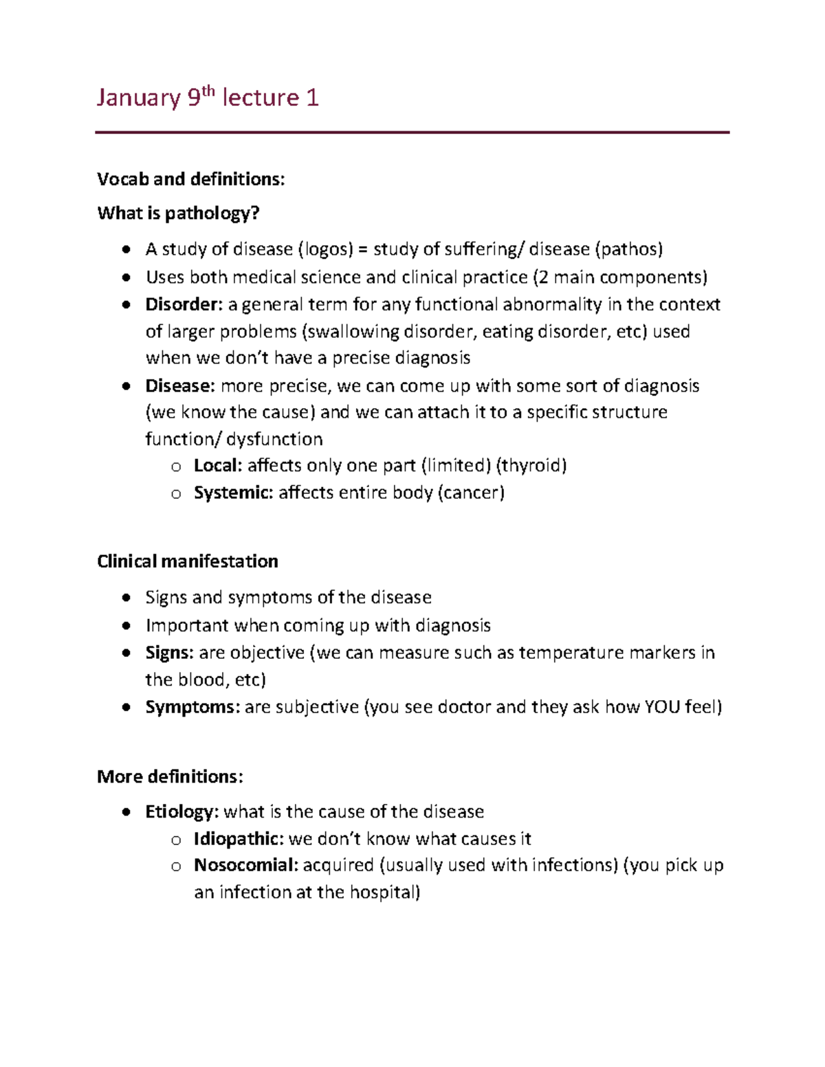 Pathology 101: Lecture Notes on Disease and Cellular Mechanisms - Studocu