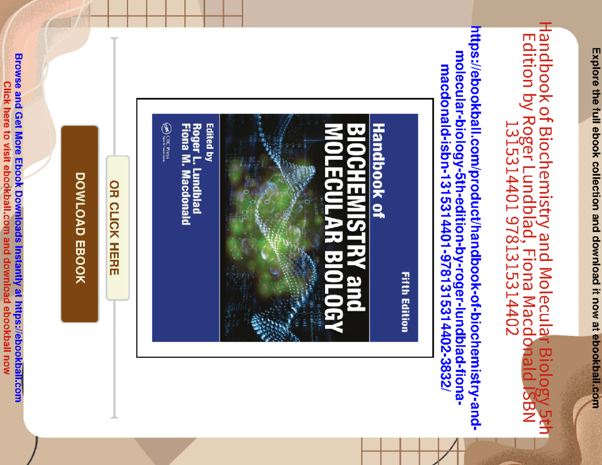 Handbook of Biochemistry and Molecular Biology, 5th Ed. by Lundblad ...