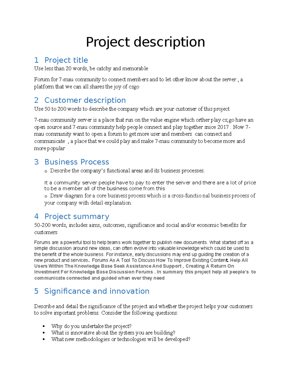 Project description template 1 - Project description 1 Project title ...