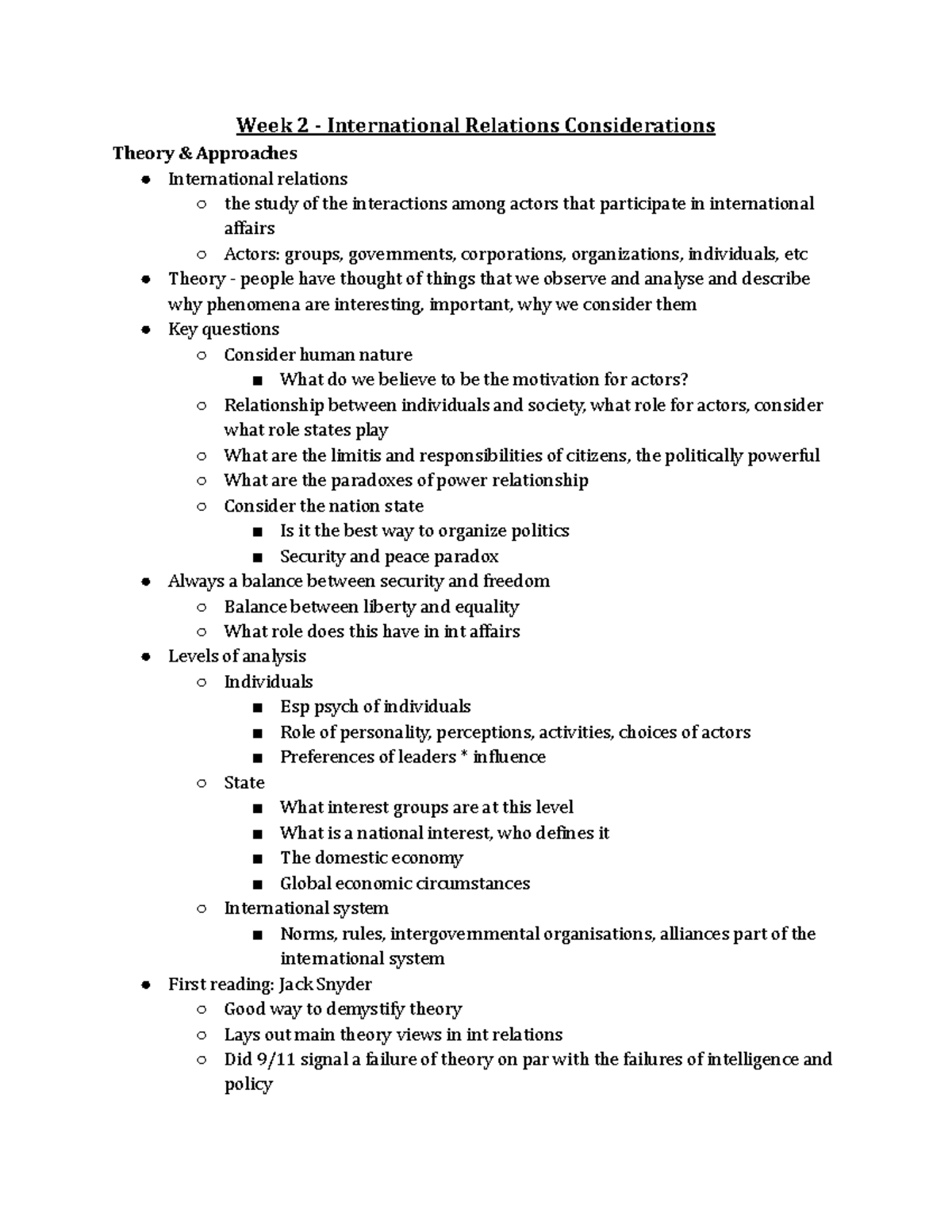 Revised Notes for POL 2103 Quiz 1 - International Relations Insights ...