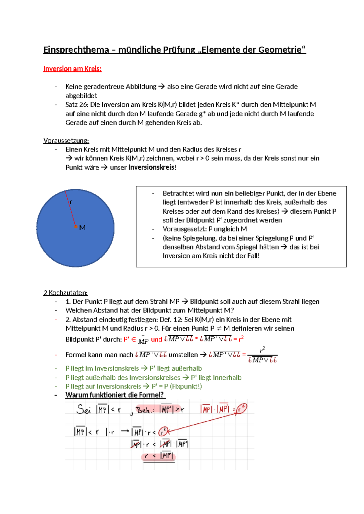Einsprechthema Elemente der Geometrie Inversion am Kreis ...
