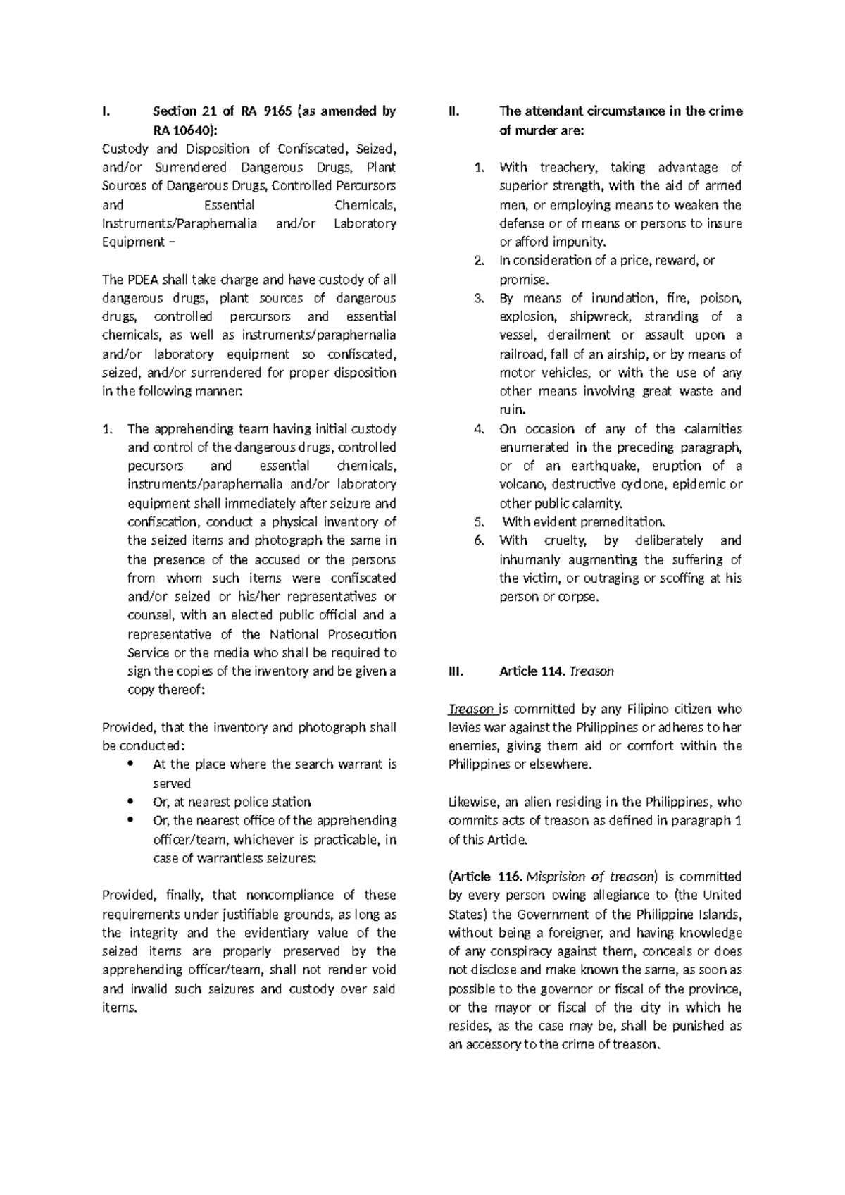 Midterm Reviewer for RA 9165 & Key Legal Concepts - Studocu