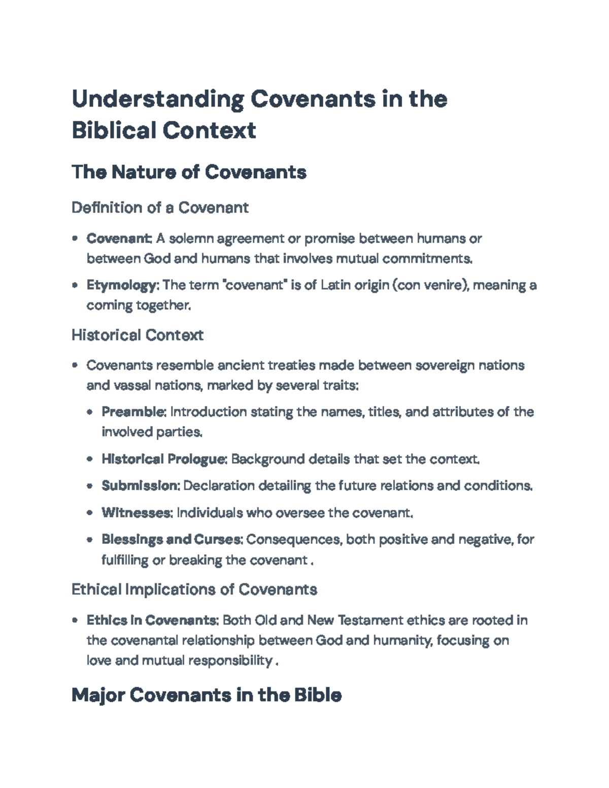 Exploring Major Biblical Covenants: Historical and Ethical Insights ...