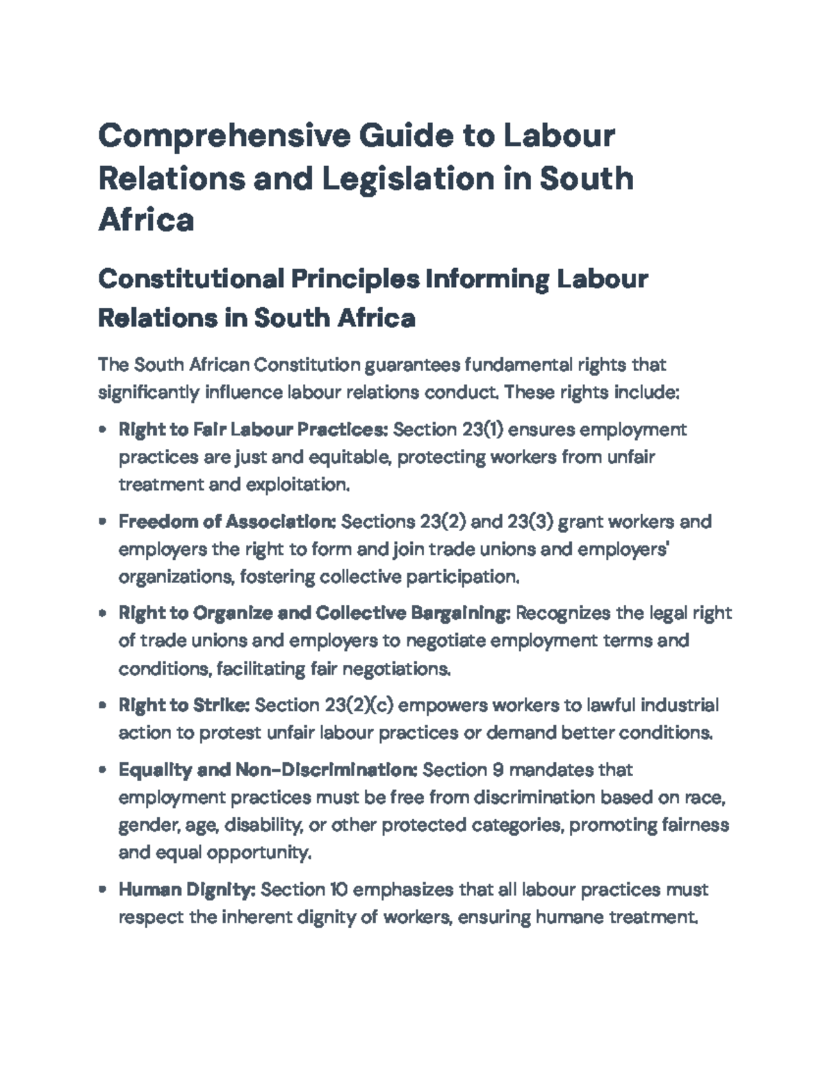 Comprehensive Overview of Labour Relations Legislation in South Africa ...
