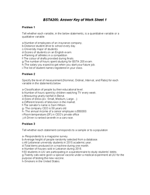 Answer Key Worksheet 4 - mmm - BSTA Answer Key of Work Sheet 4 1. Dot ...