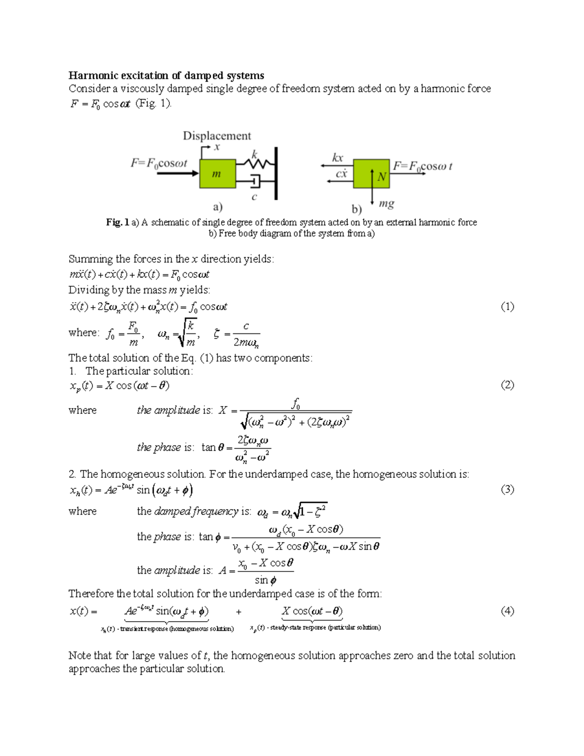 LN 8 Harmonic excitation of damped systems - Harmonic excitation of ...