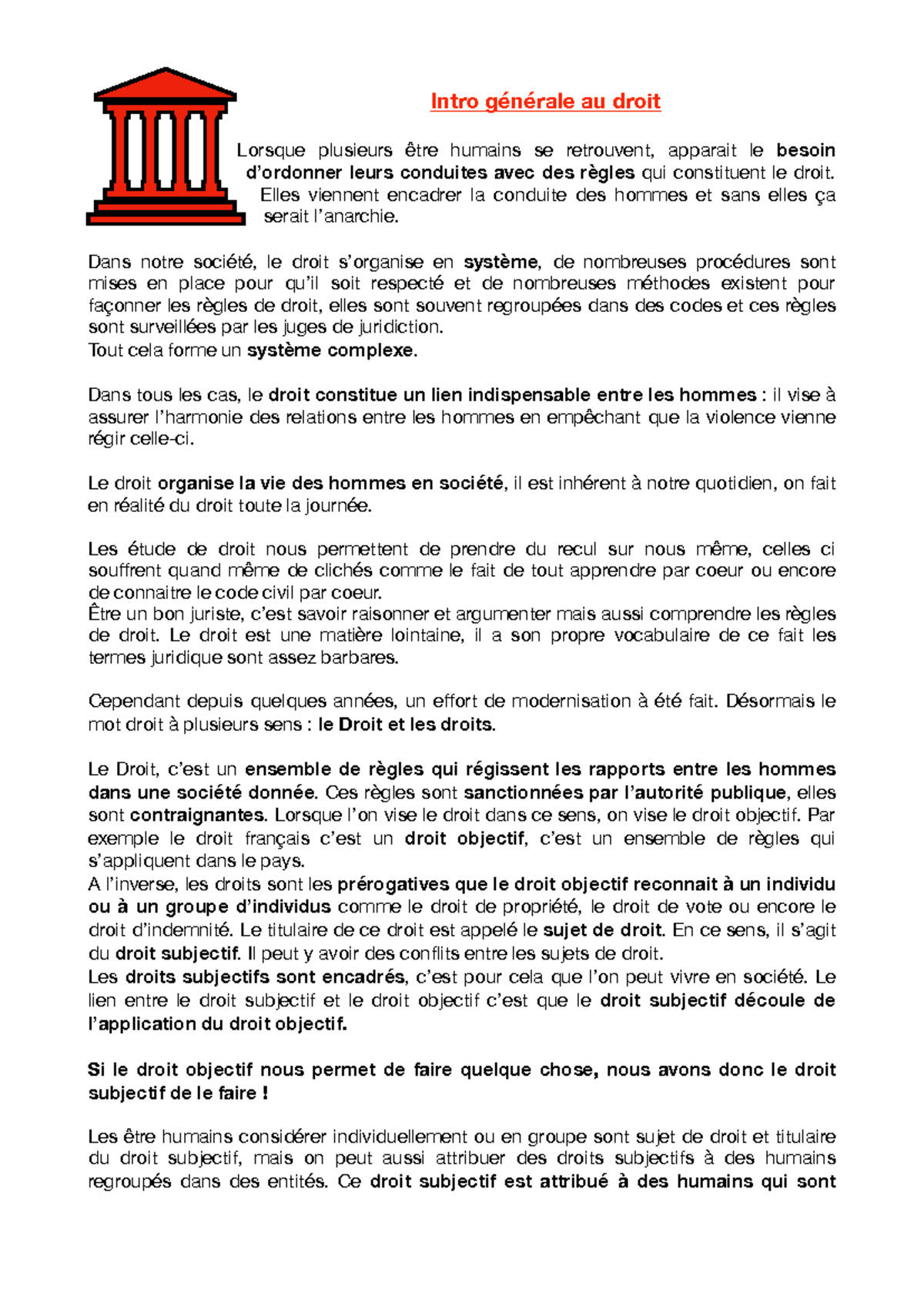 Introduction au Droit - Concepts et Règles Fondamentales (DROIT101 ...