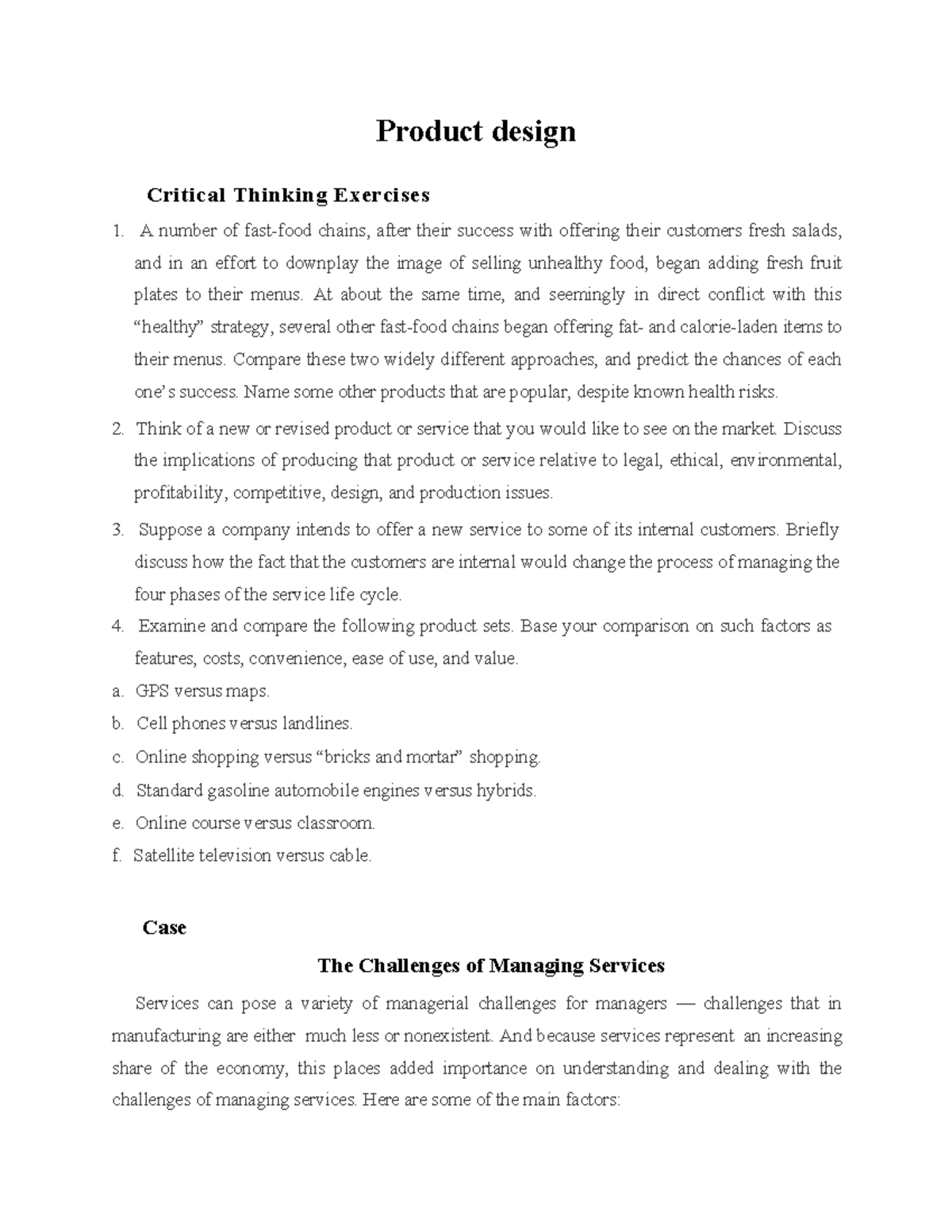 Product Design Critical Thinking Exercises - Analysis & Comparisons ...