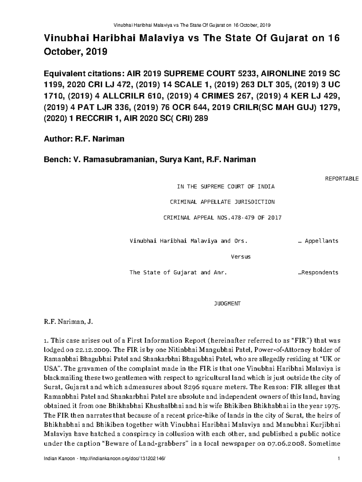 Vinubhai Haribhai Malaviya vs The State Of Gujarat on 16 October 2019 ...