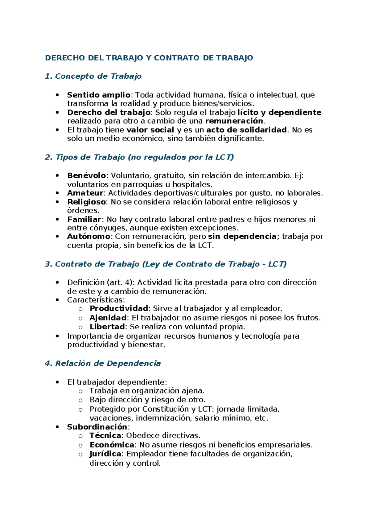 DT 1 - Resumen del Primer Parcial de Derecho del Trabajo y Seguridad ...