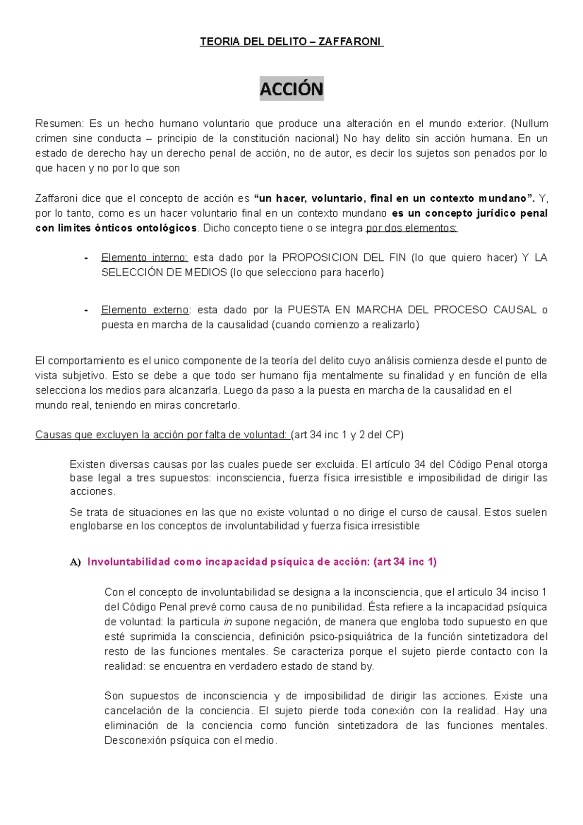 Guía de clase 2: Teoría del delito y su metodología en el derecho penal ...