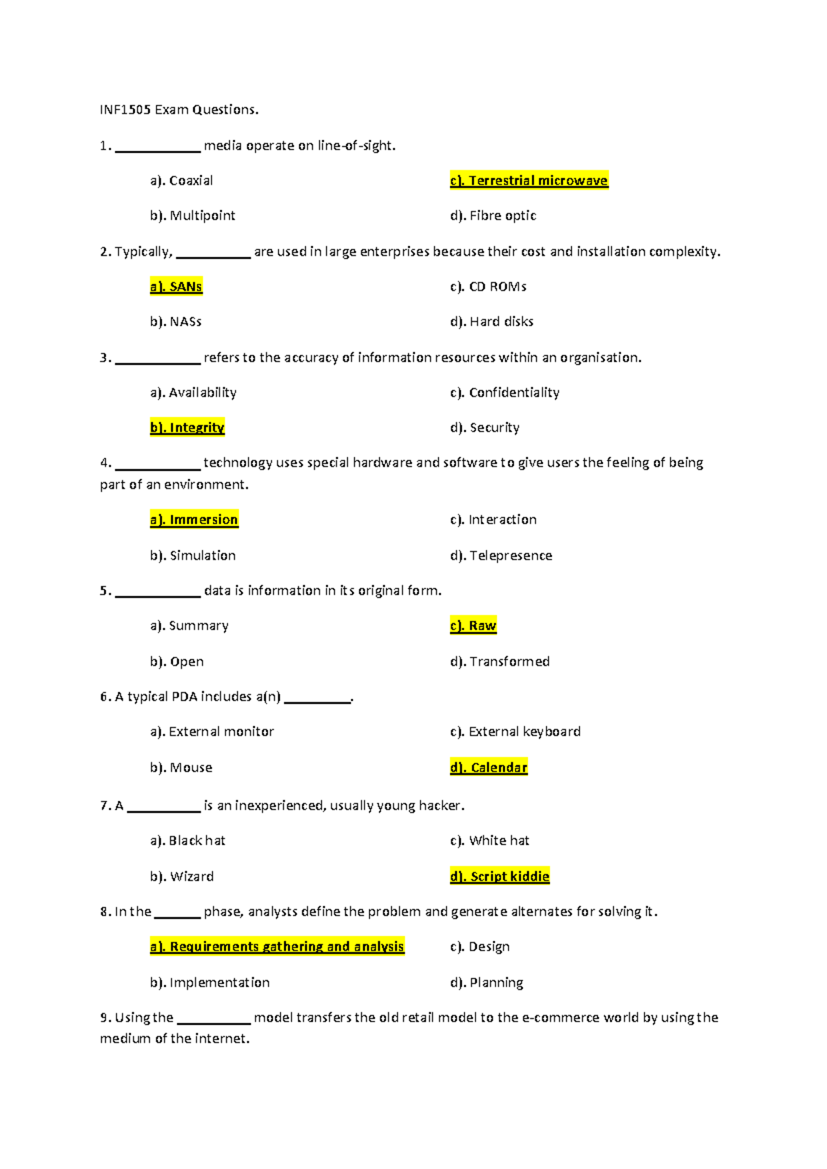 INF1505 Final Exam Study Guide: Key Questions and Concepts - Studocu