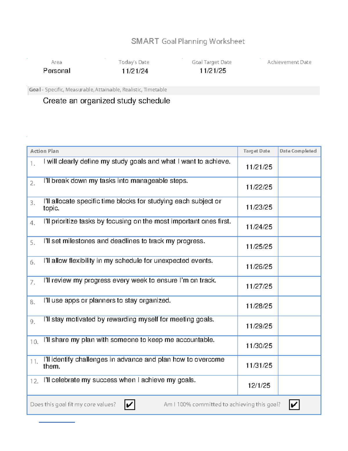 6638725 - Powerpoint - AGR 133 - SMART Goal Planning Worksheet Action ...