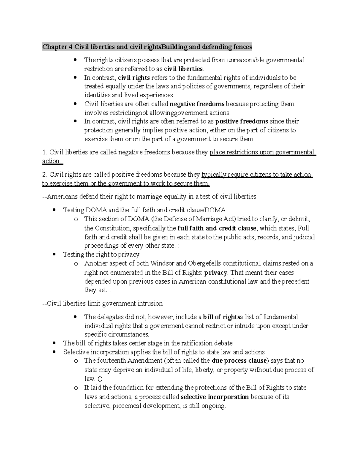 Chapter 4: Civil Liberties and Civil Rights Analysis from Abernathy's ...