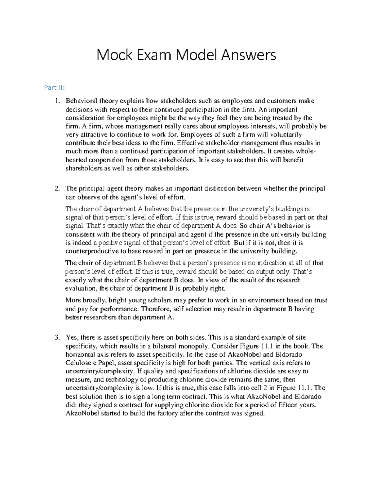Mock Exam Answers: Business Law - Final Exam Insights - Studeersnel
