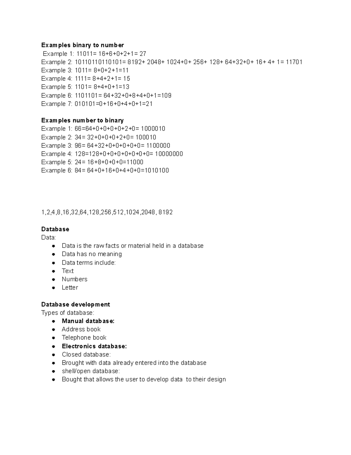 Ist note studocu - basic data base notes and binary conversions ...