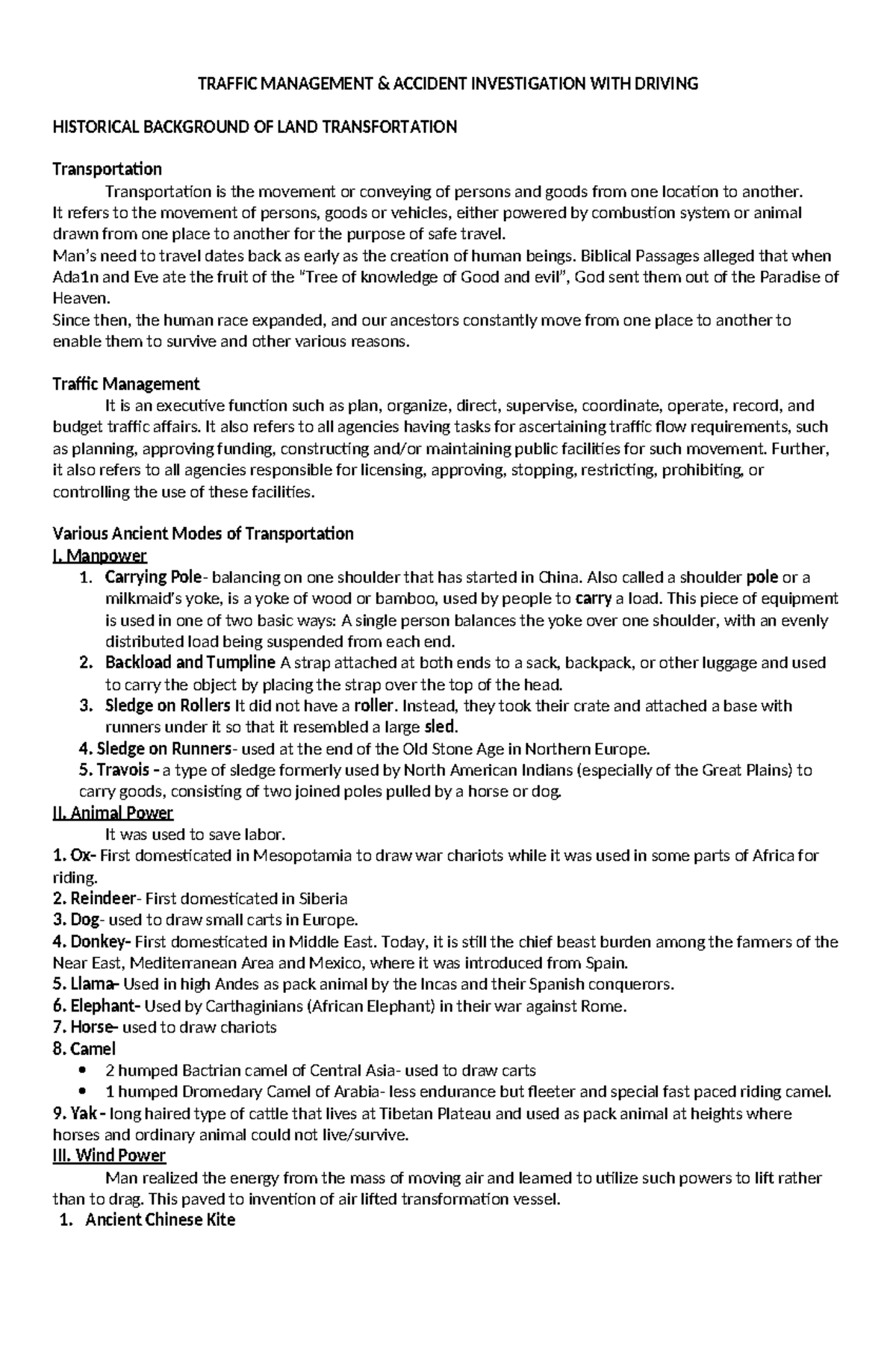 Traffic Management and Accident Investigation Notes (TRAFFIC 101) - Studocu