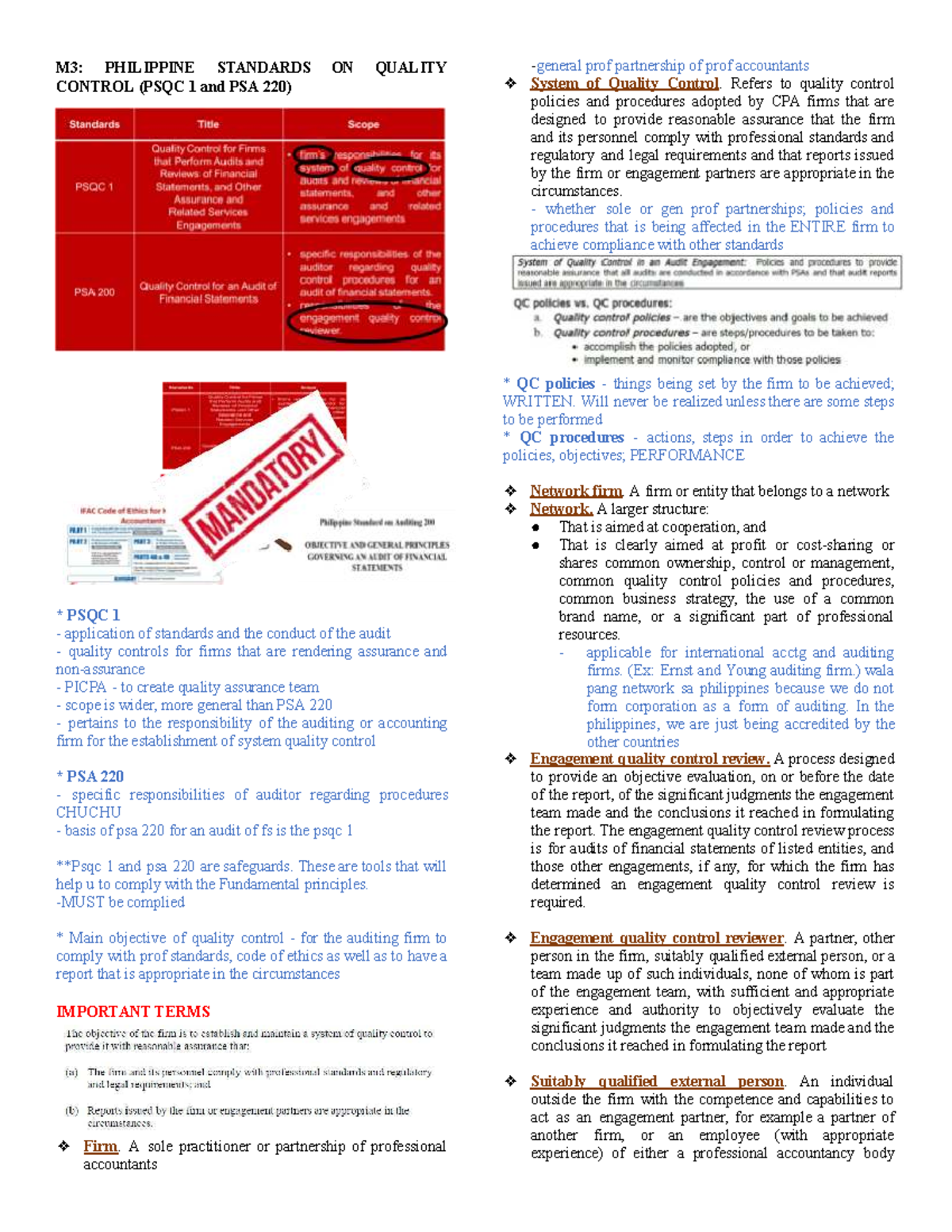 M3: Midterm Exam Notes on Governance & Quality Control in Accounting ...