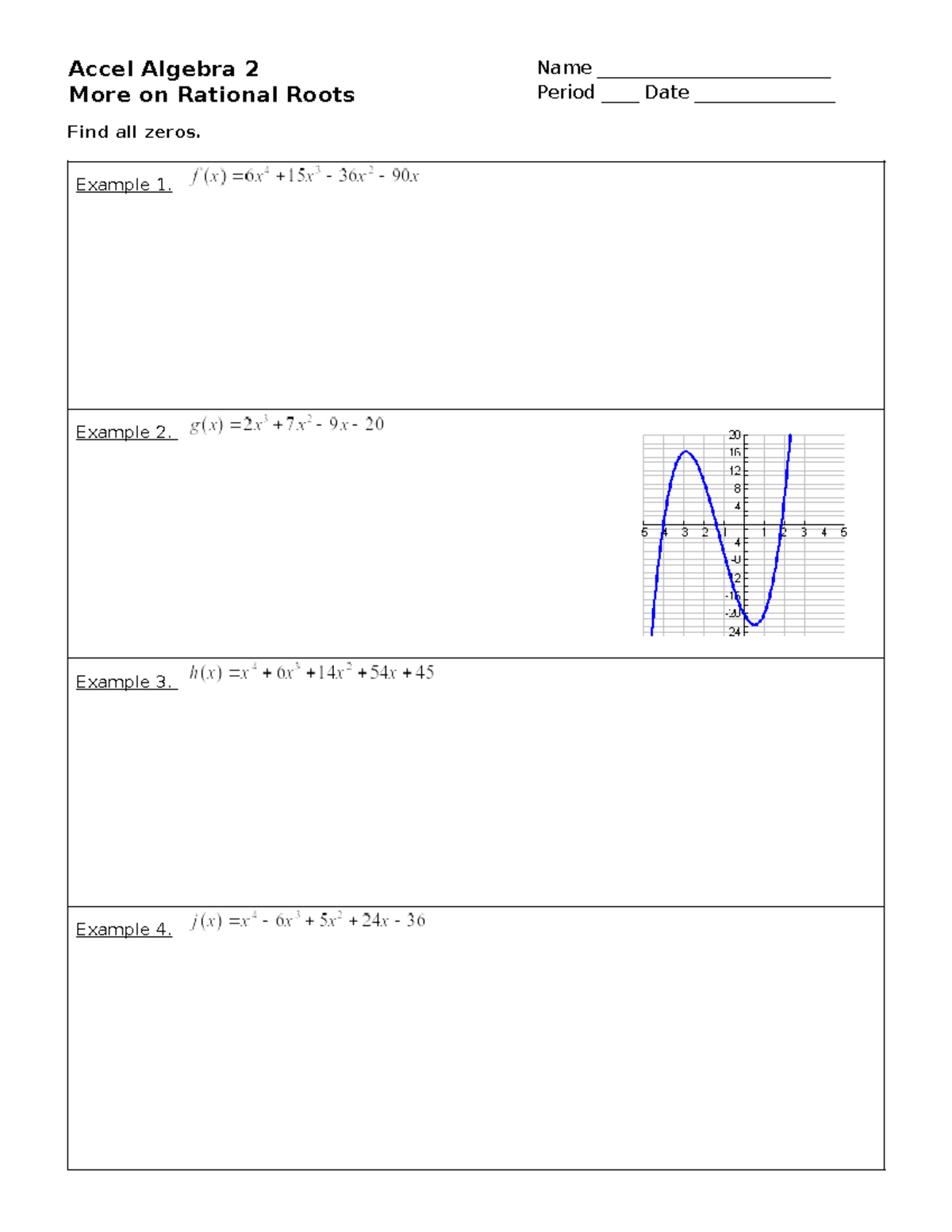 More On Rational Roots HW - Accel Algebra 2 Name ...