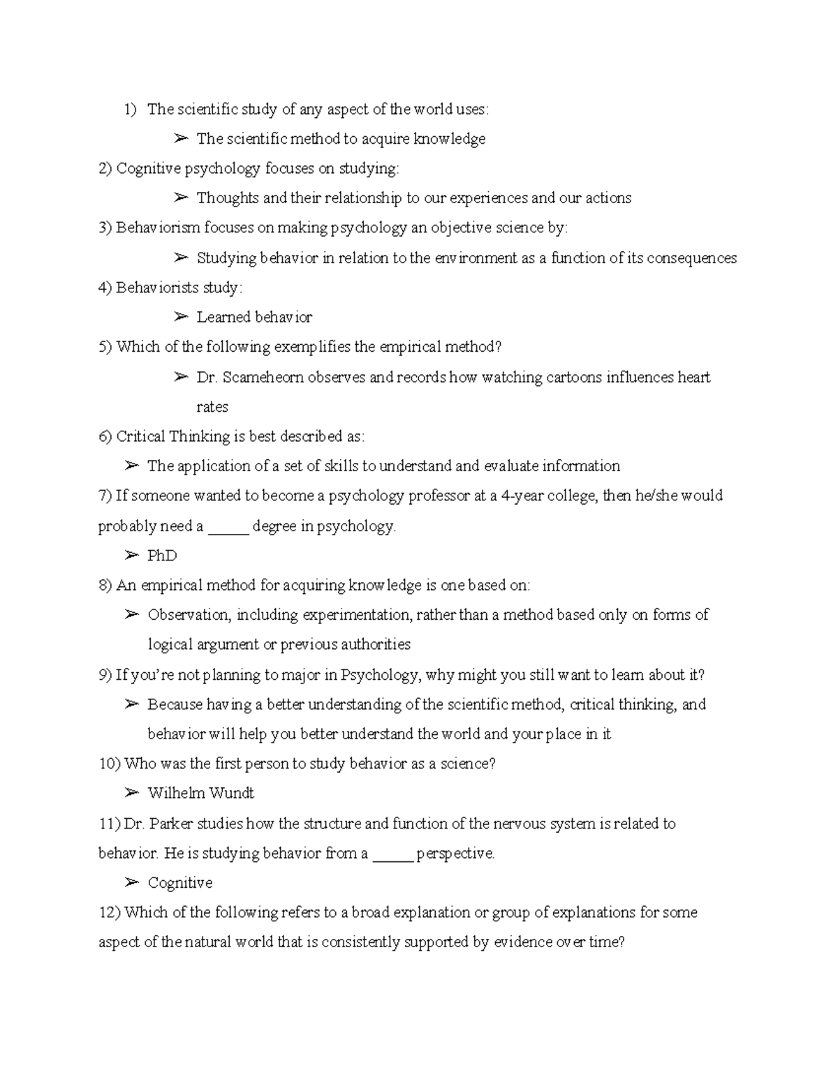 Psychology notes - chapter 1 - The scientific study of any aspect of ...
