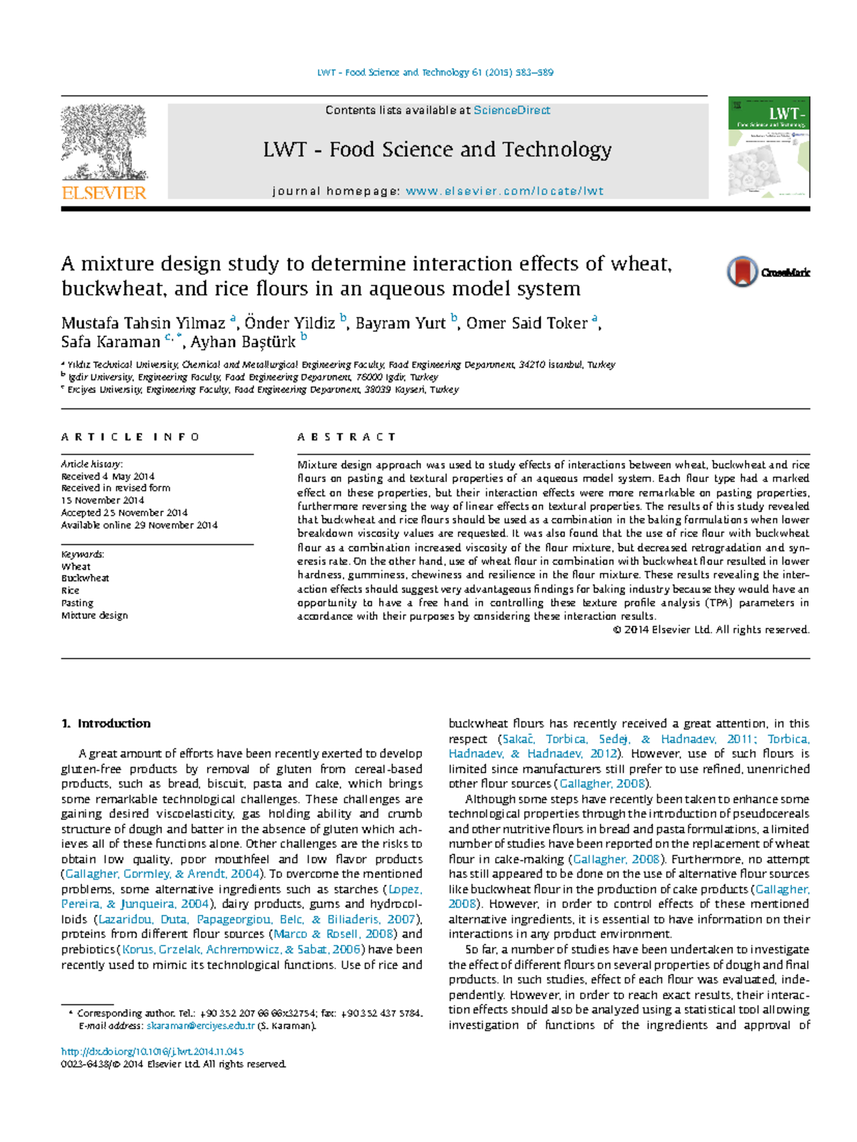Simplex Lattice Mixture Design Study of Flour Interactions (TA) - Studocu