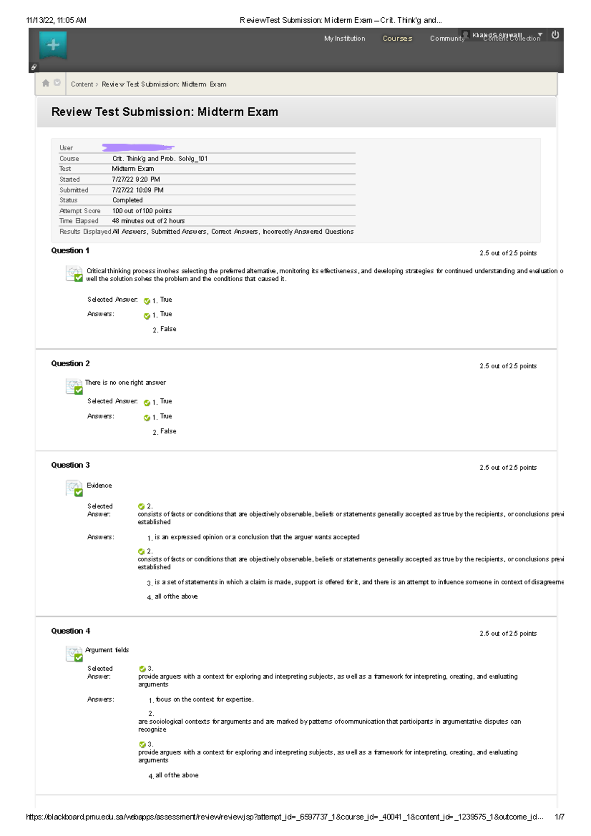 Midterm Exam Review: Critical Thinking (Course Code: Crit. and Prob ...