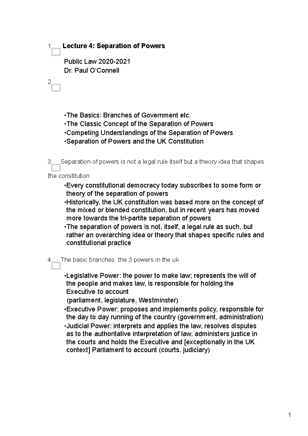L4: Lecture Notes on Separation of Powers in Public Law (2020-2021 ...