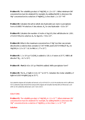 Keq questions - Equilibrium Constant Practice Problems for Assignment 5 ...