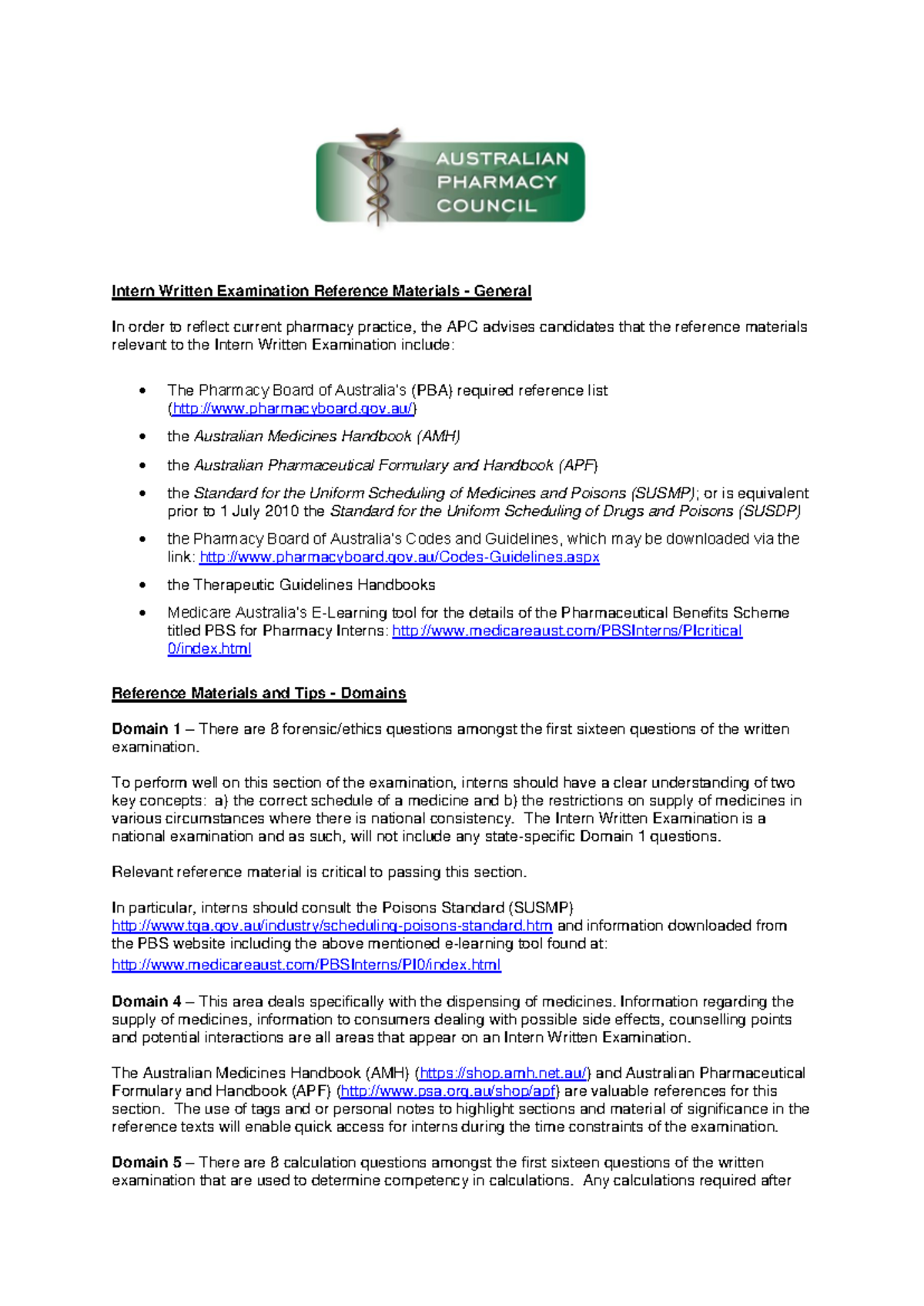 APC Intern Written Exam Reference Materials and Preparation Guide - Studocu