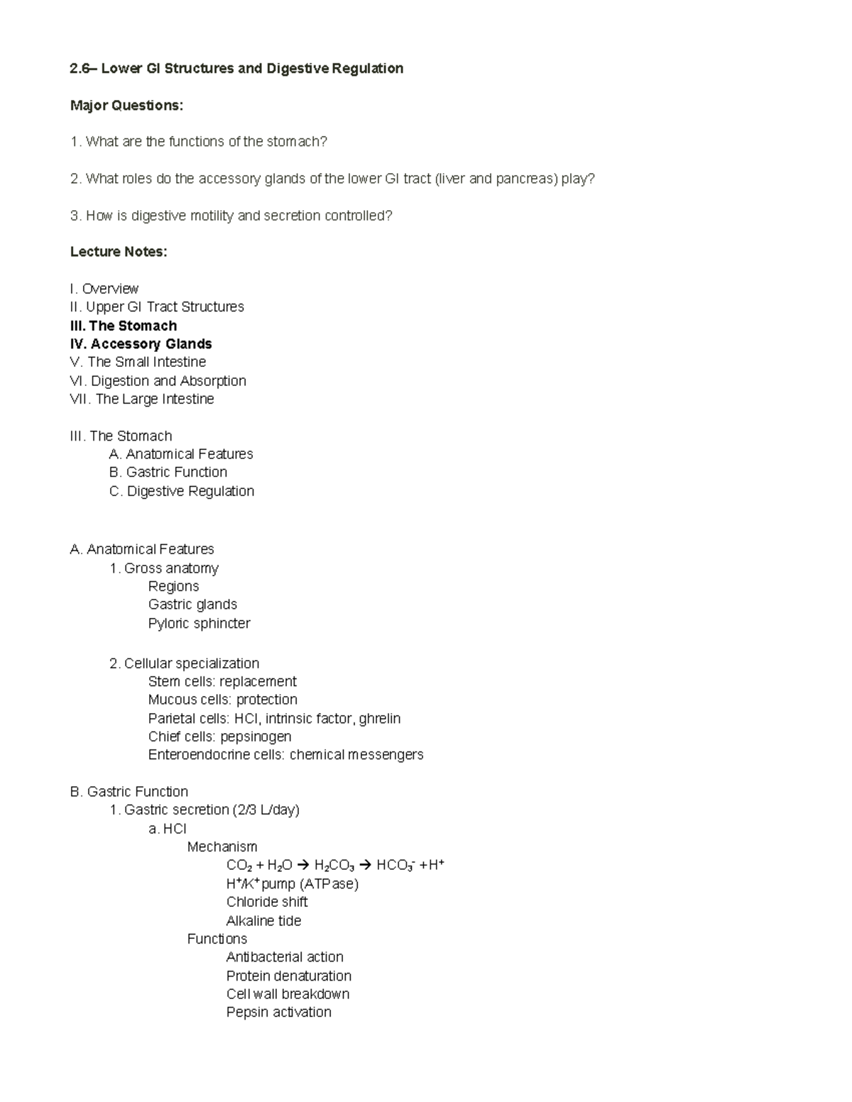 Digestive Hormones & GI Regulation: Key Concepts and Functions - Studocu