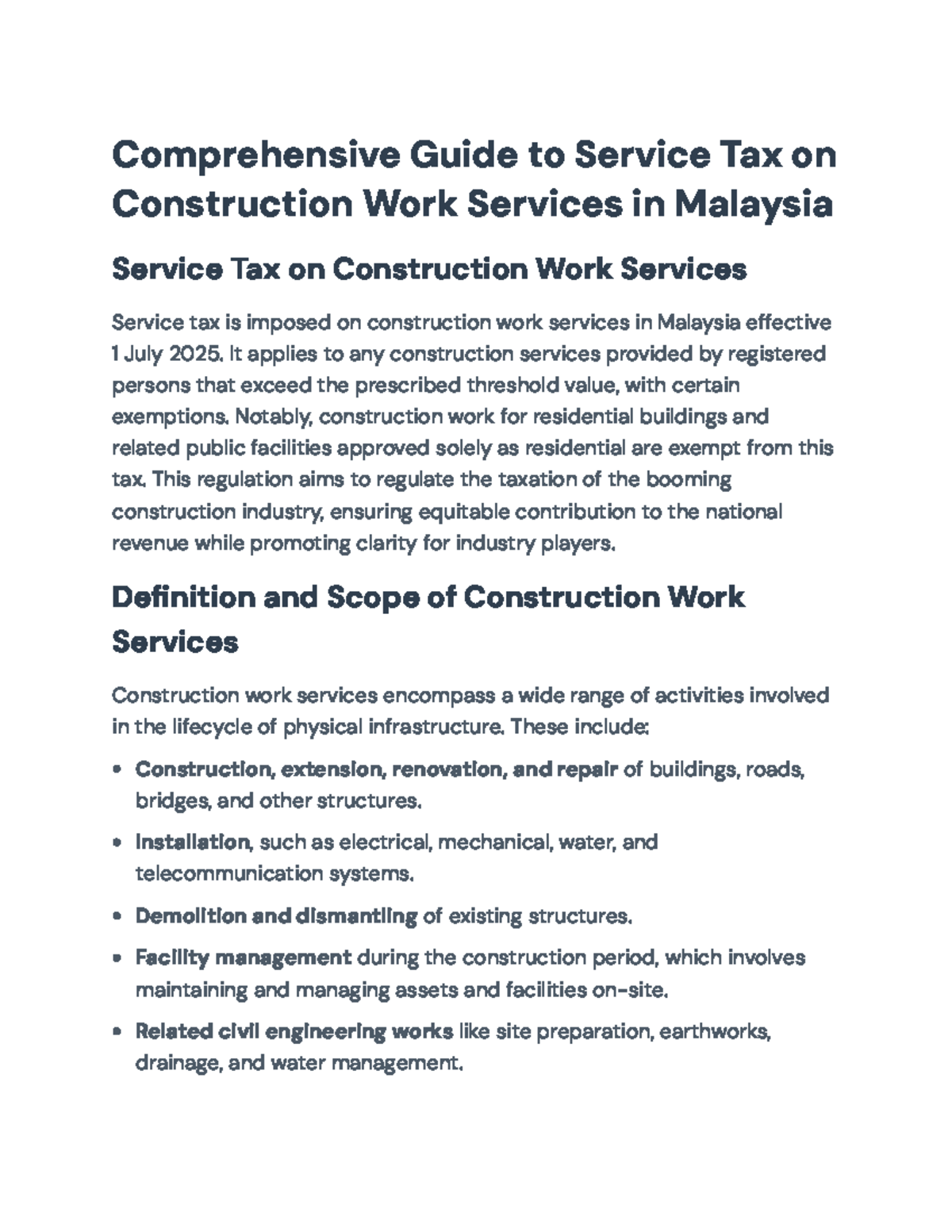 Comprehensive Guide to SST on Construction Work Services (SST-2025 ...