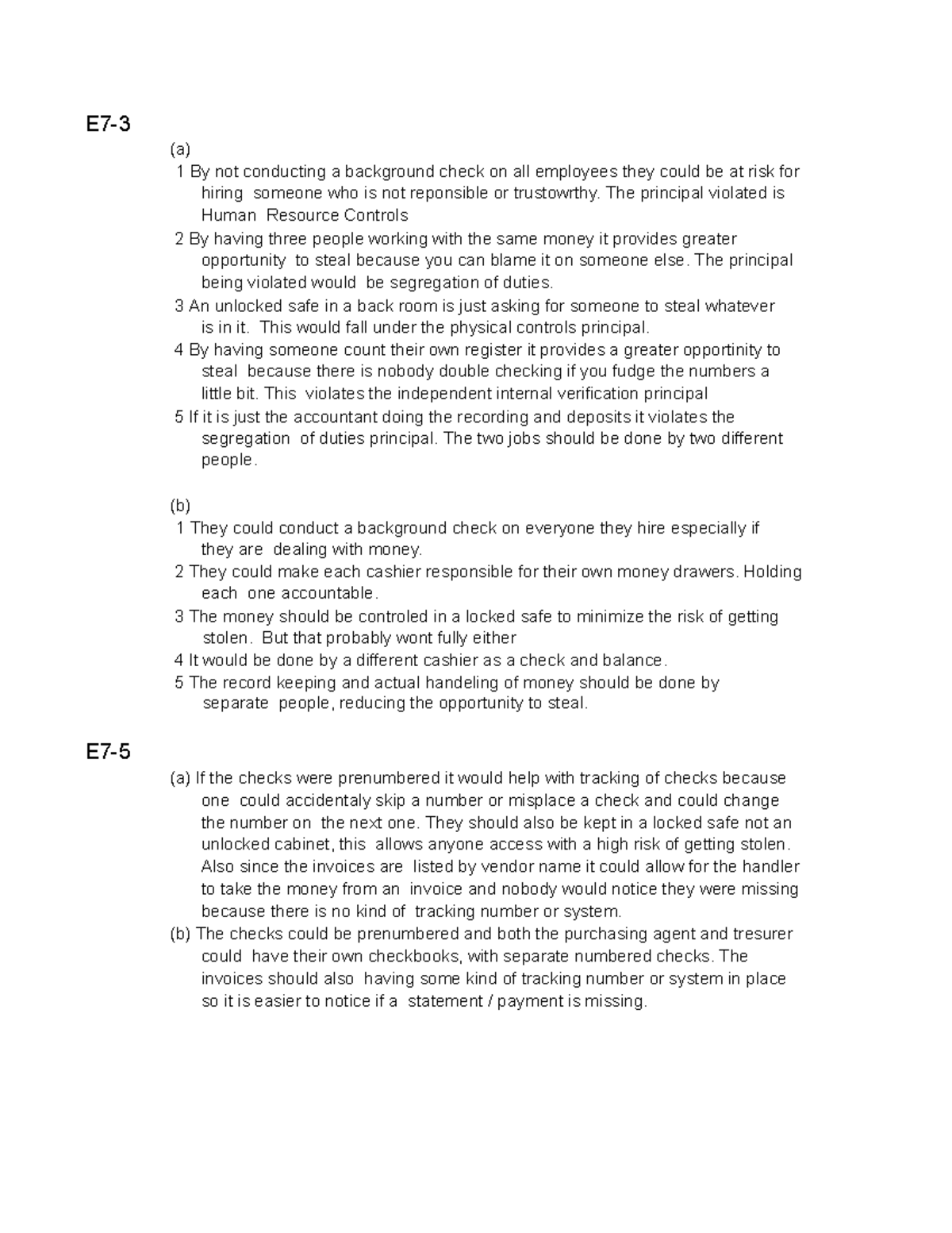 ACC2000 HW 7 - Practice problem solutions for chapter 7 - E7- (a) 1 By ...