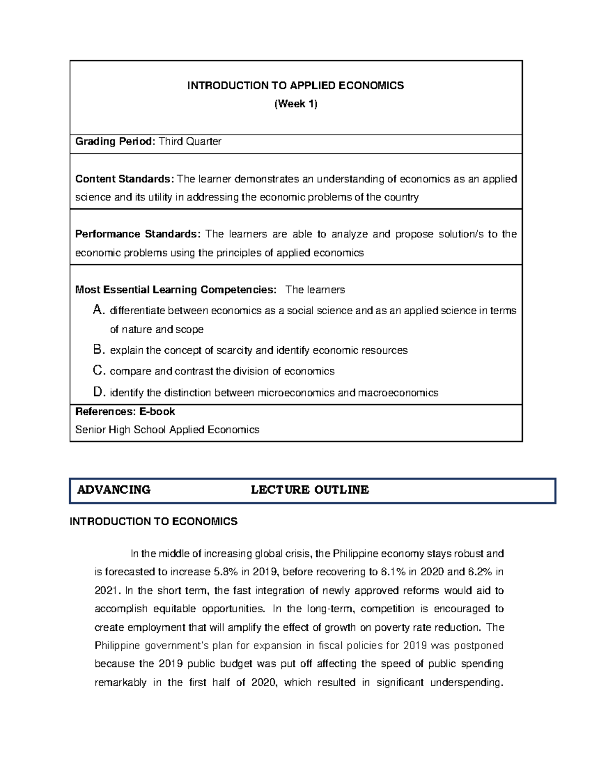 Applied Economics Lesson 1: Understanding Economic Concepts and ...