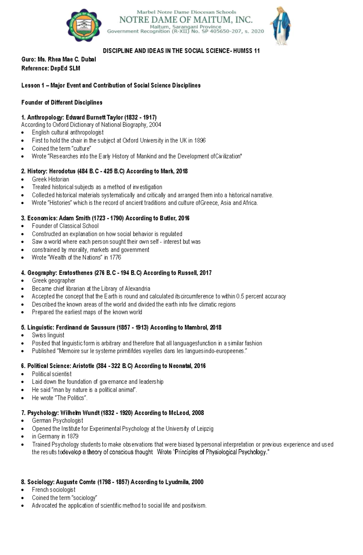 DISS Module April 8-12 2024 - e DISCIPLINE AND IDEAS IN THE SOCIAL ...