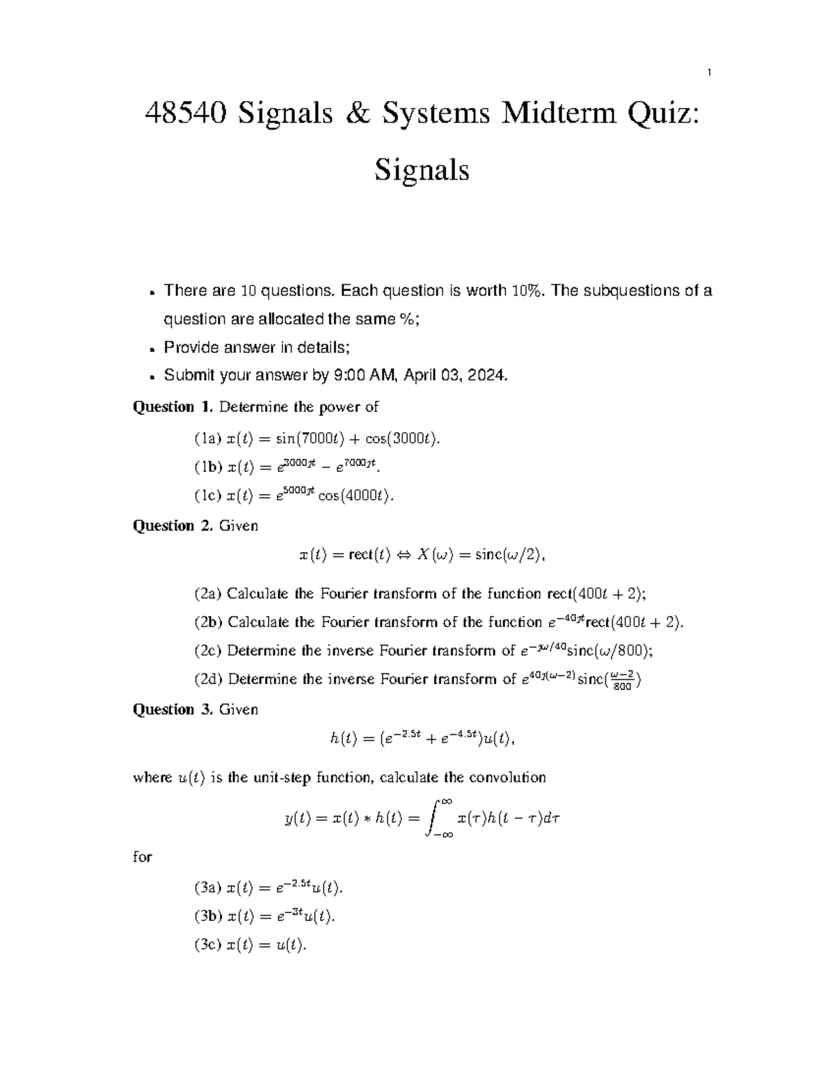 Signals & Systems Lab 4 Assignment - Spring 2024 - Studocu