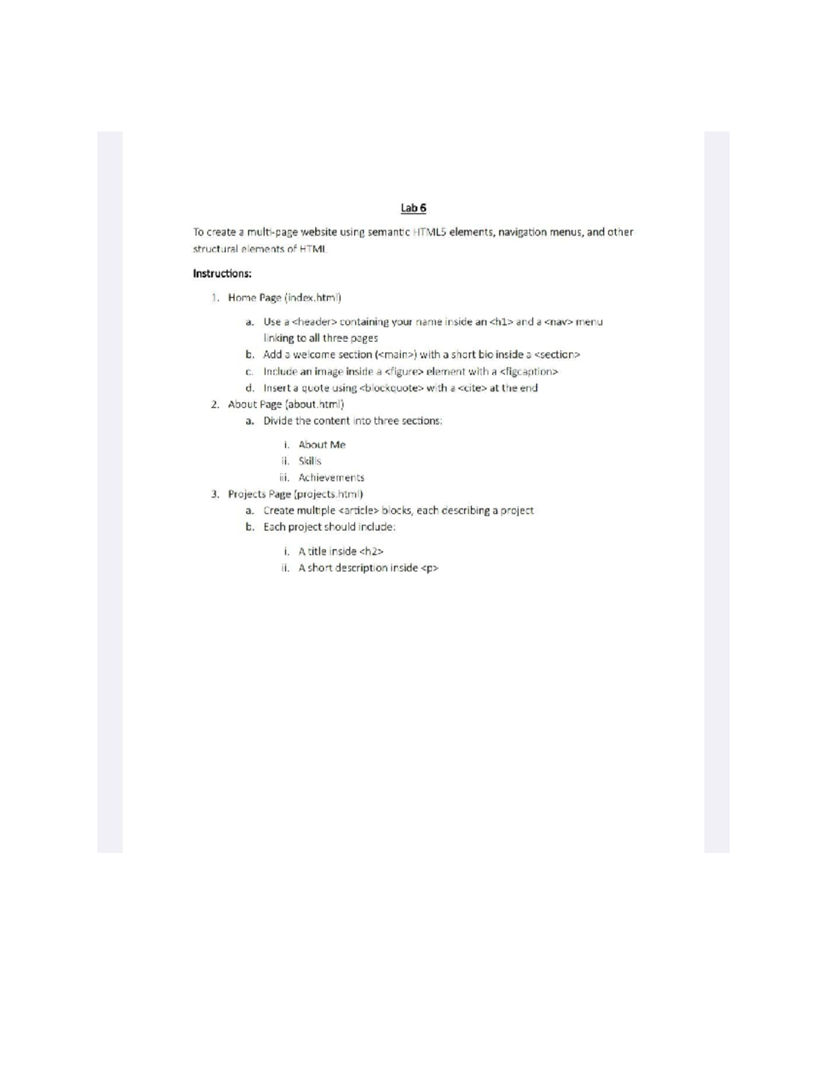 25A03034 Lab 6 - Web Design Projects and Skills Overview - Studocu