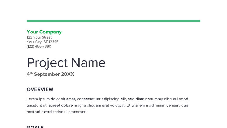 Project Proposal - Company 123 Overview and Goals - Studocu