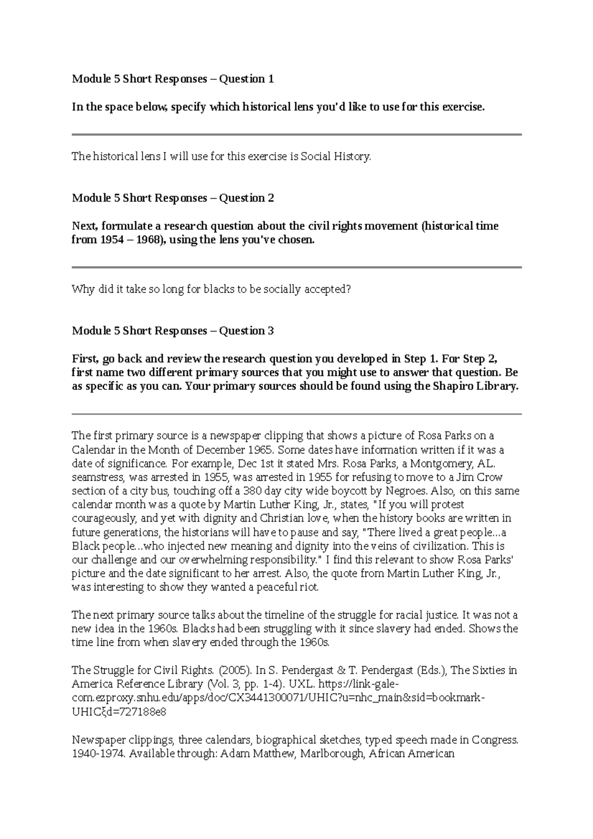 HIS 200 Applied History Module 5 Key Short Responses and Analysis - Studocu